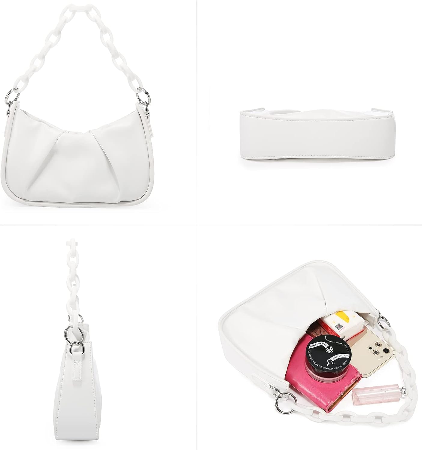 Small Shoulder Bags for Women, Mini Purse Womens Hobo Handbags Crossbody Clutch Purses White…